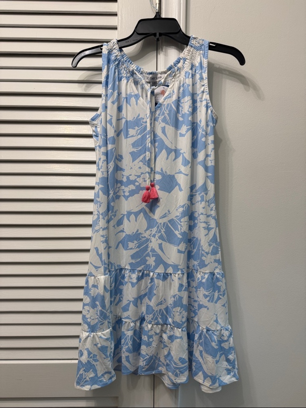 NWT La Mer Luxe Sleeveless Light Blue & White Floral Tiered Sundress SZ XS